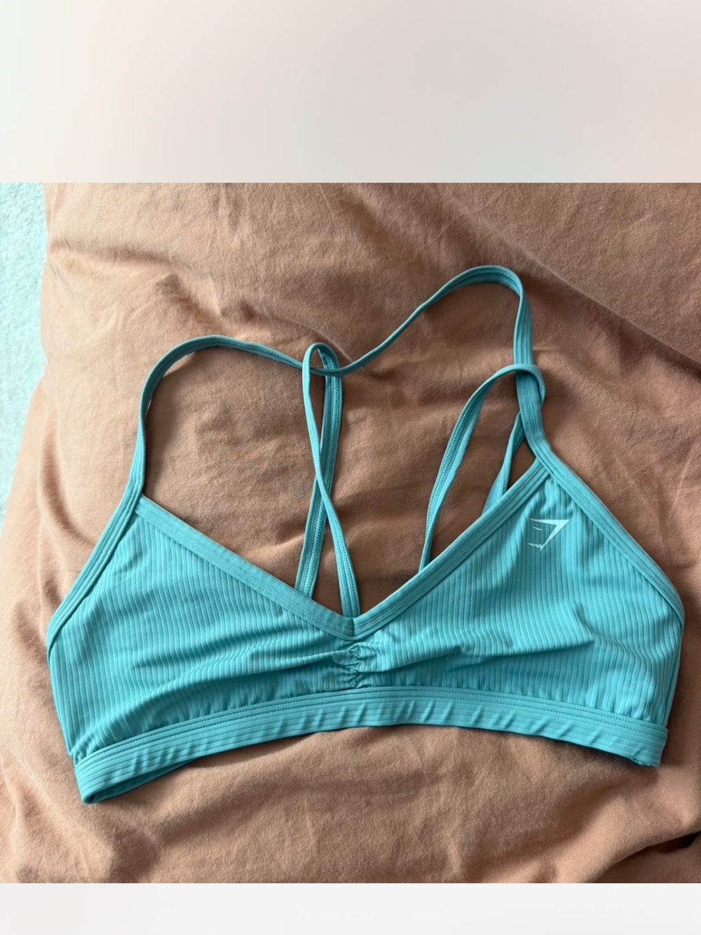 Gymshark Teal Ribbed Strappy Sports Bralette